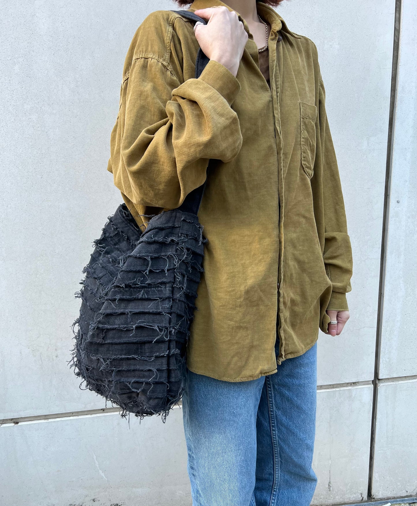 Reversible Slouch Denim Bag Black