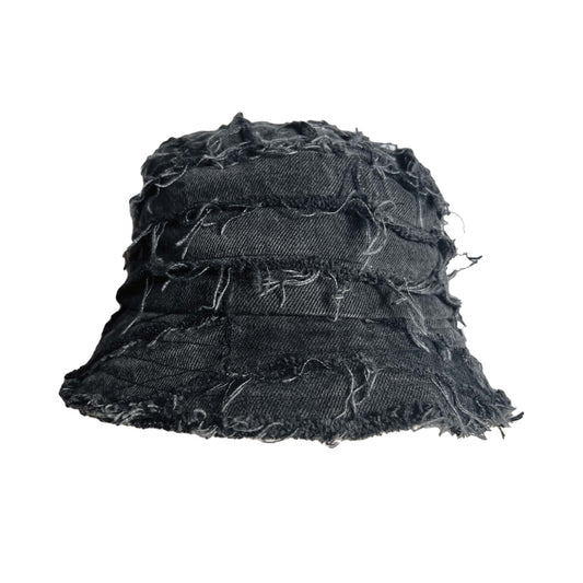 Strip Denim Bucket Hat Black