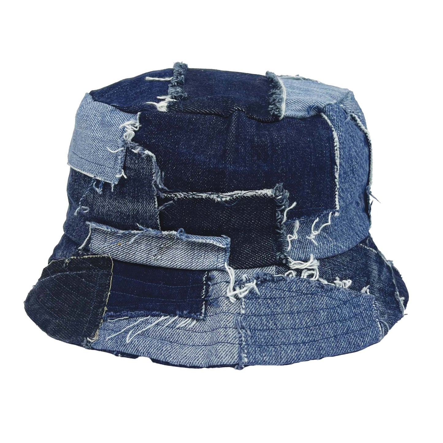 Patched Big Bucket Hat Blue