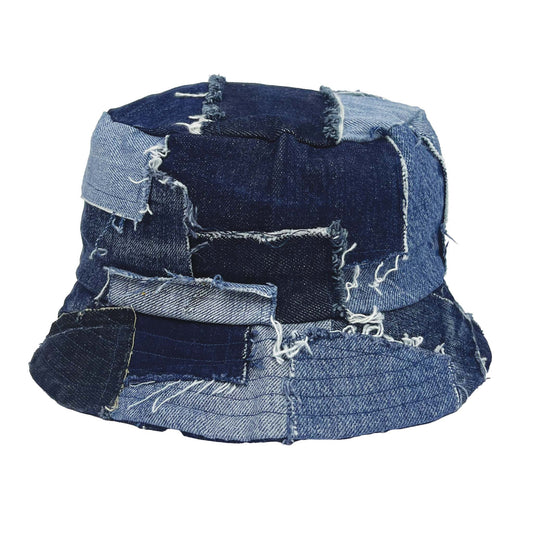 Patched Big Bucket Hat Blue