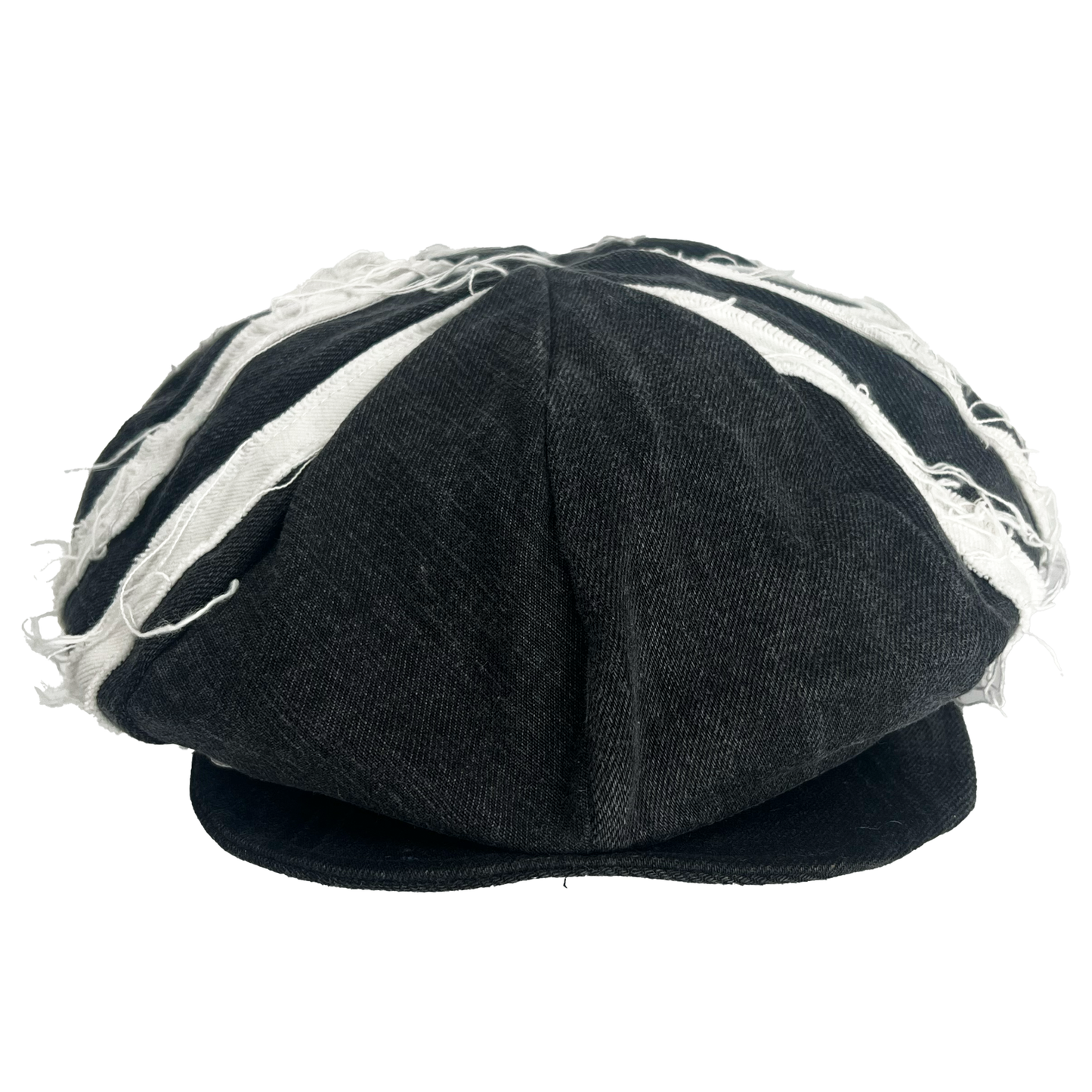 Striped Bakerboy Hat Black Denim