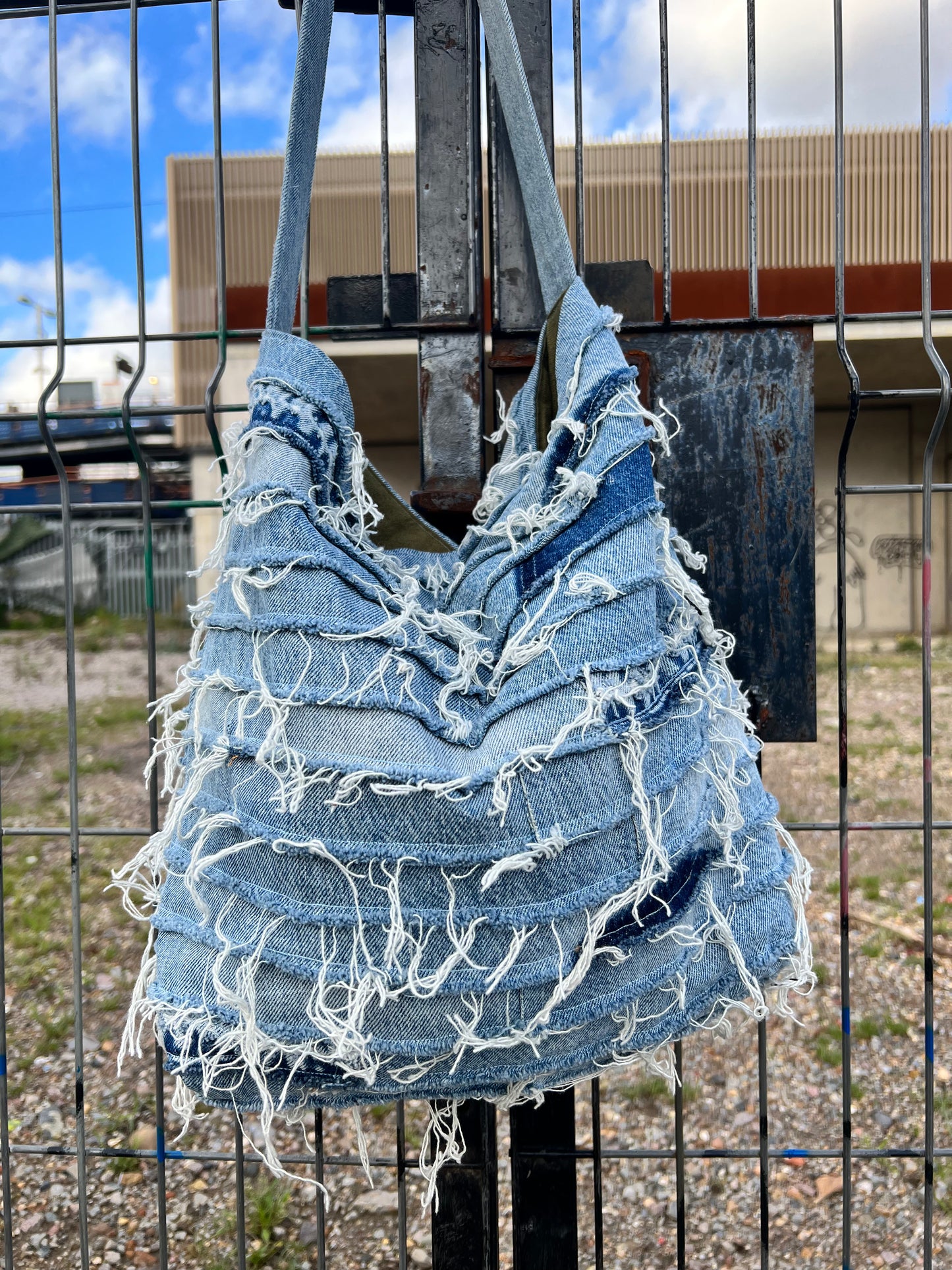 Reversible Slouch Denim Bag Light Blue