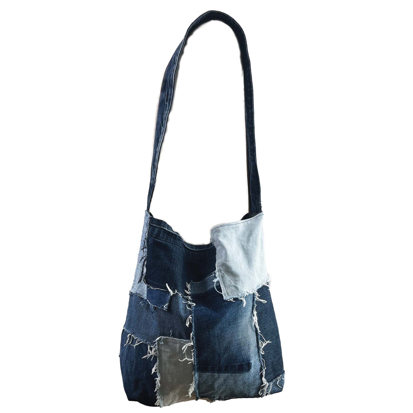 Slouch Patch Denim Bag Blue