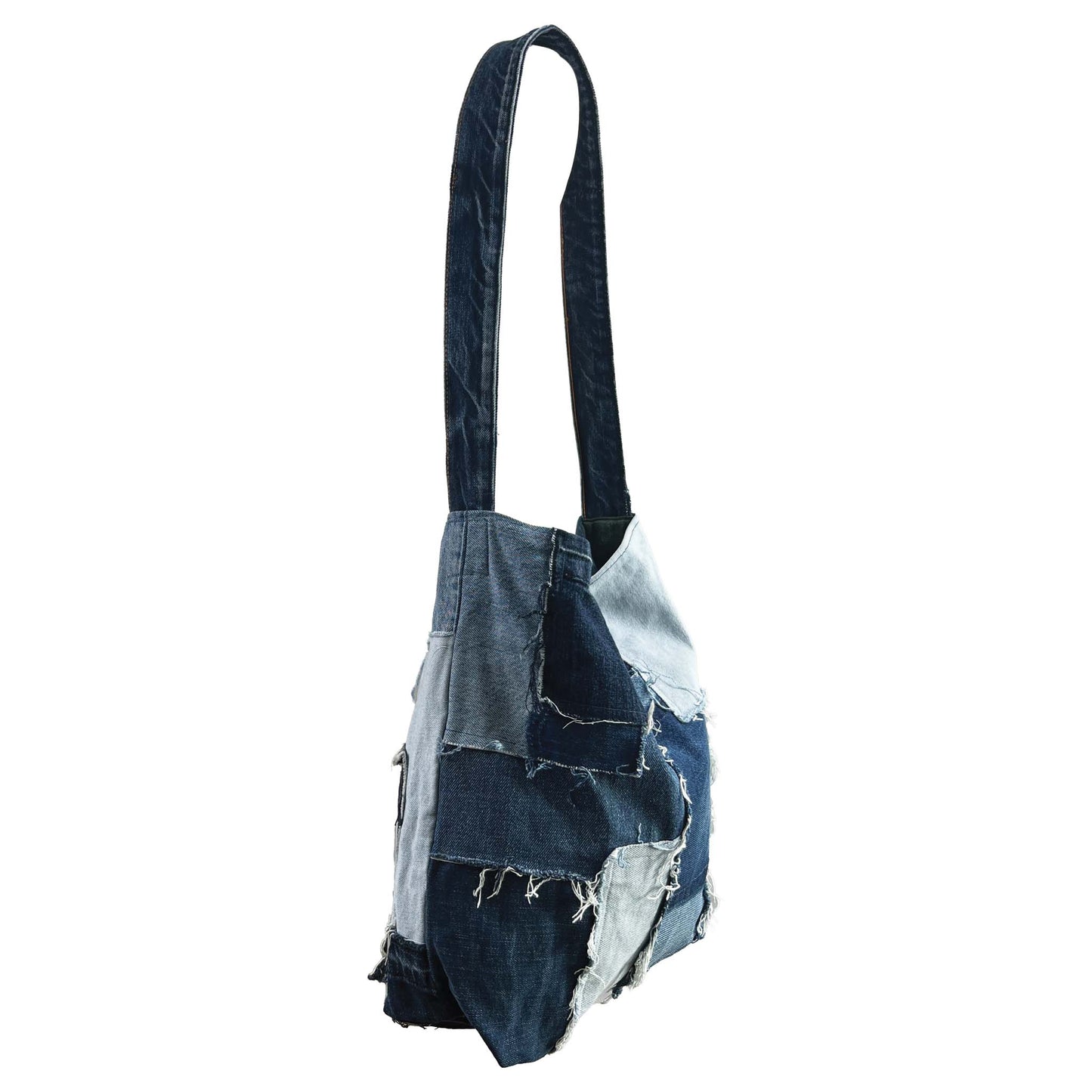 Slouch Patch Denim Bag Blue