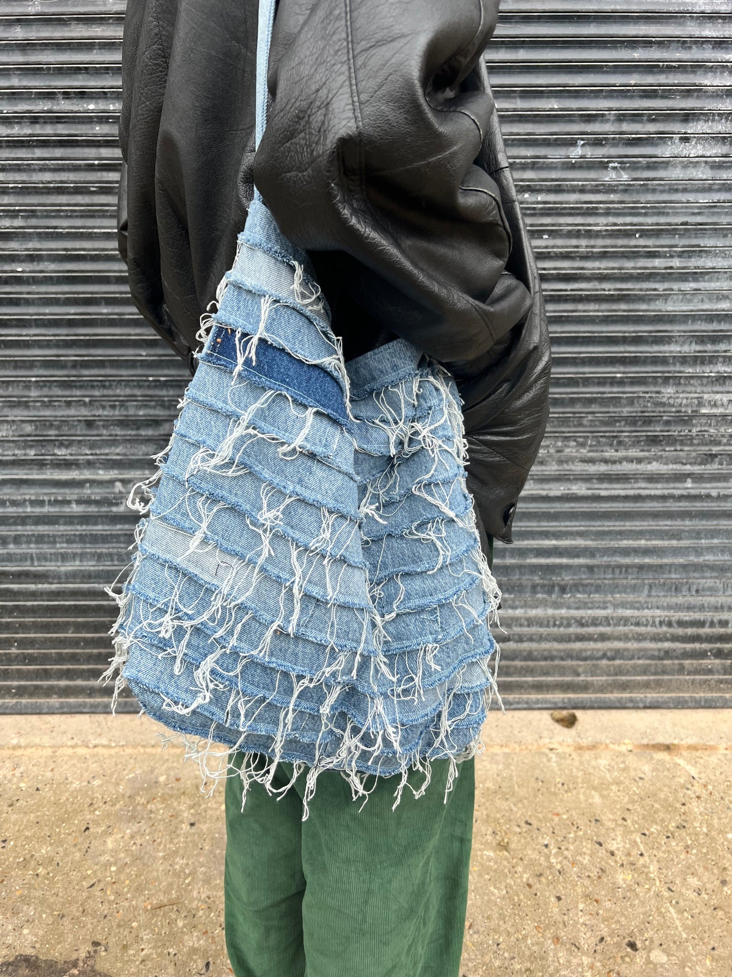 Reversible Slouch Denim Bag Light Blue