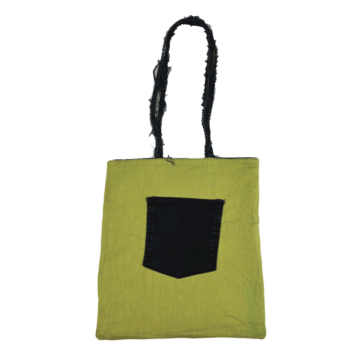Reversible Patched Denim Tote Bag Black