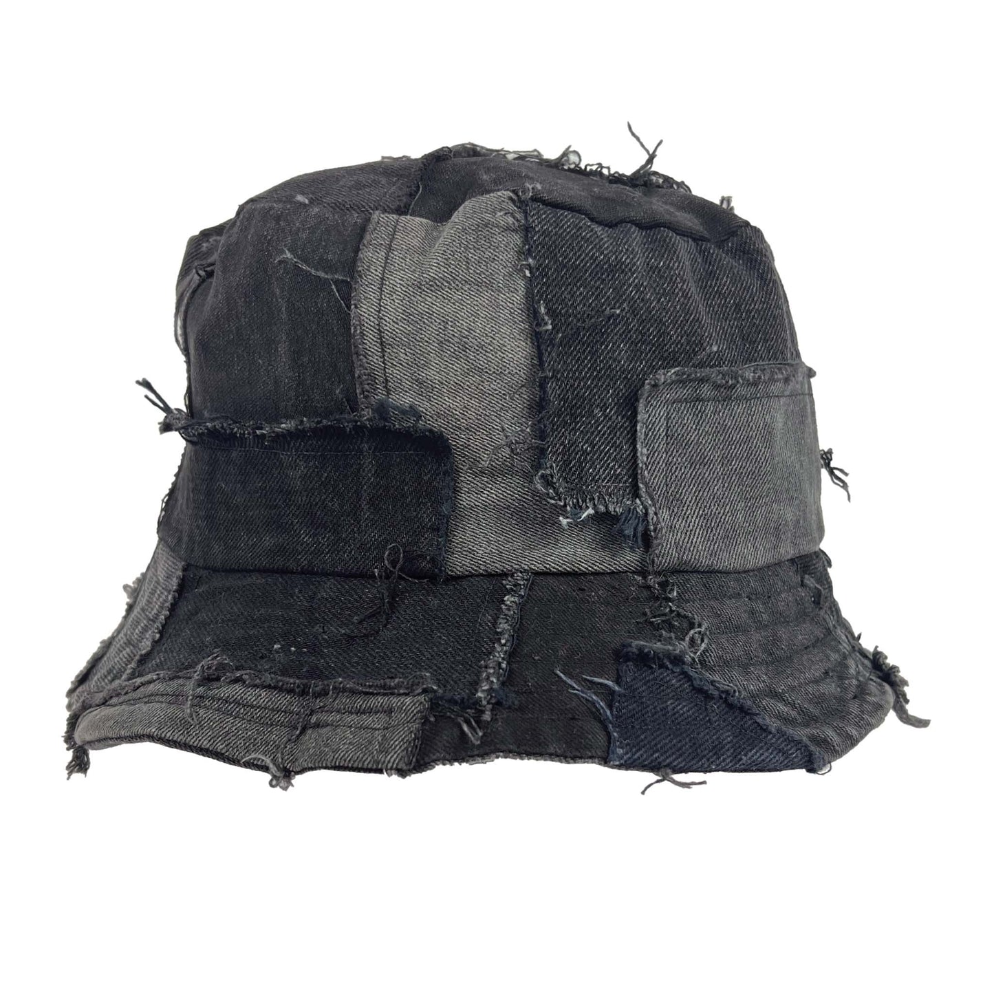 Patched Big Bucket Hat Black/Grey