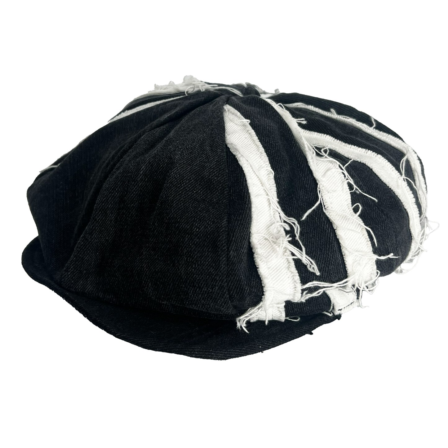 Striped Bakerboy Hat Black Denim