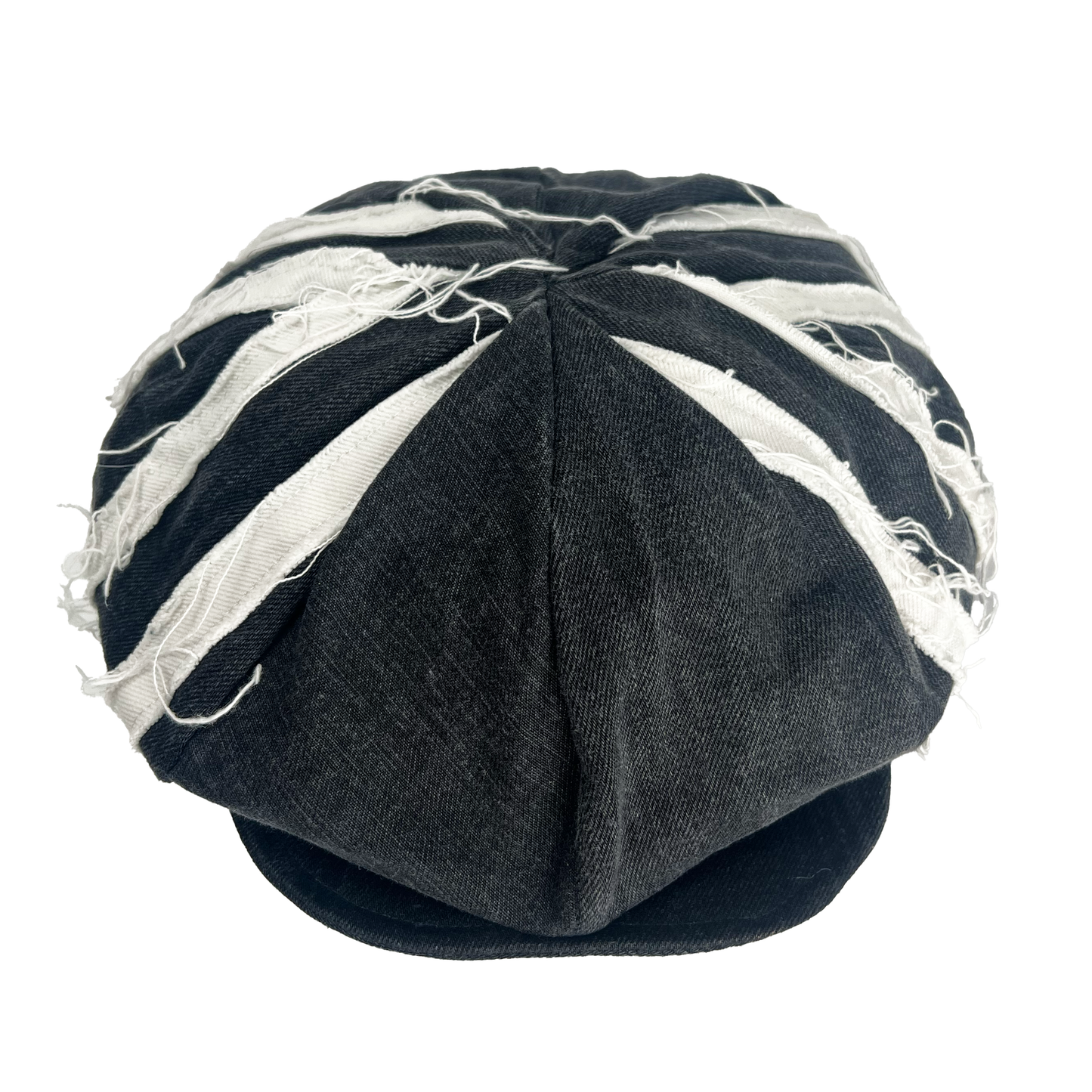 Striped Bakerboy Hat Black Denim