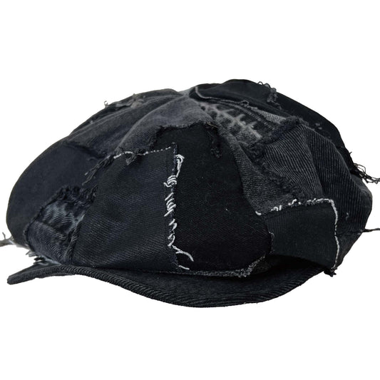 Patched Bakerboy Hat Mixed Black Denim