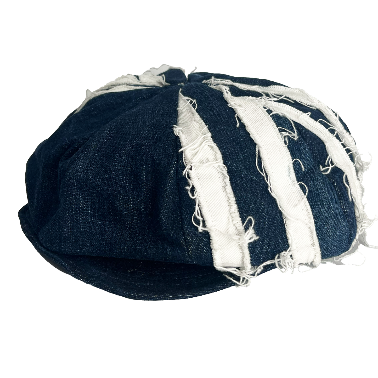 Striped Bakerboy Hat Blue Denim