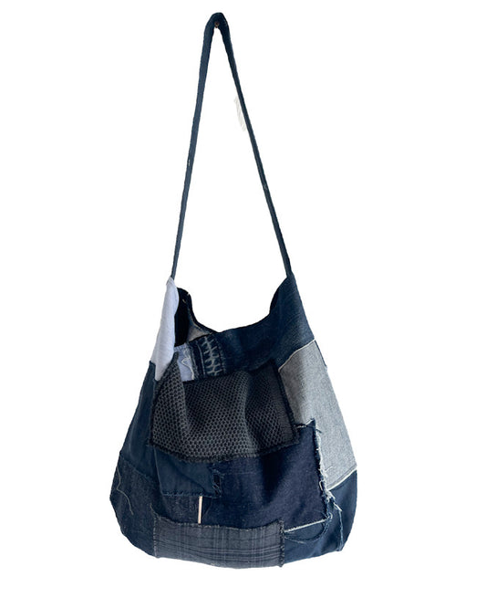 Slouchy Shoulder Bag Navy Patch