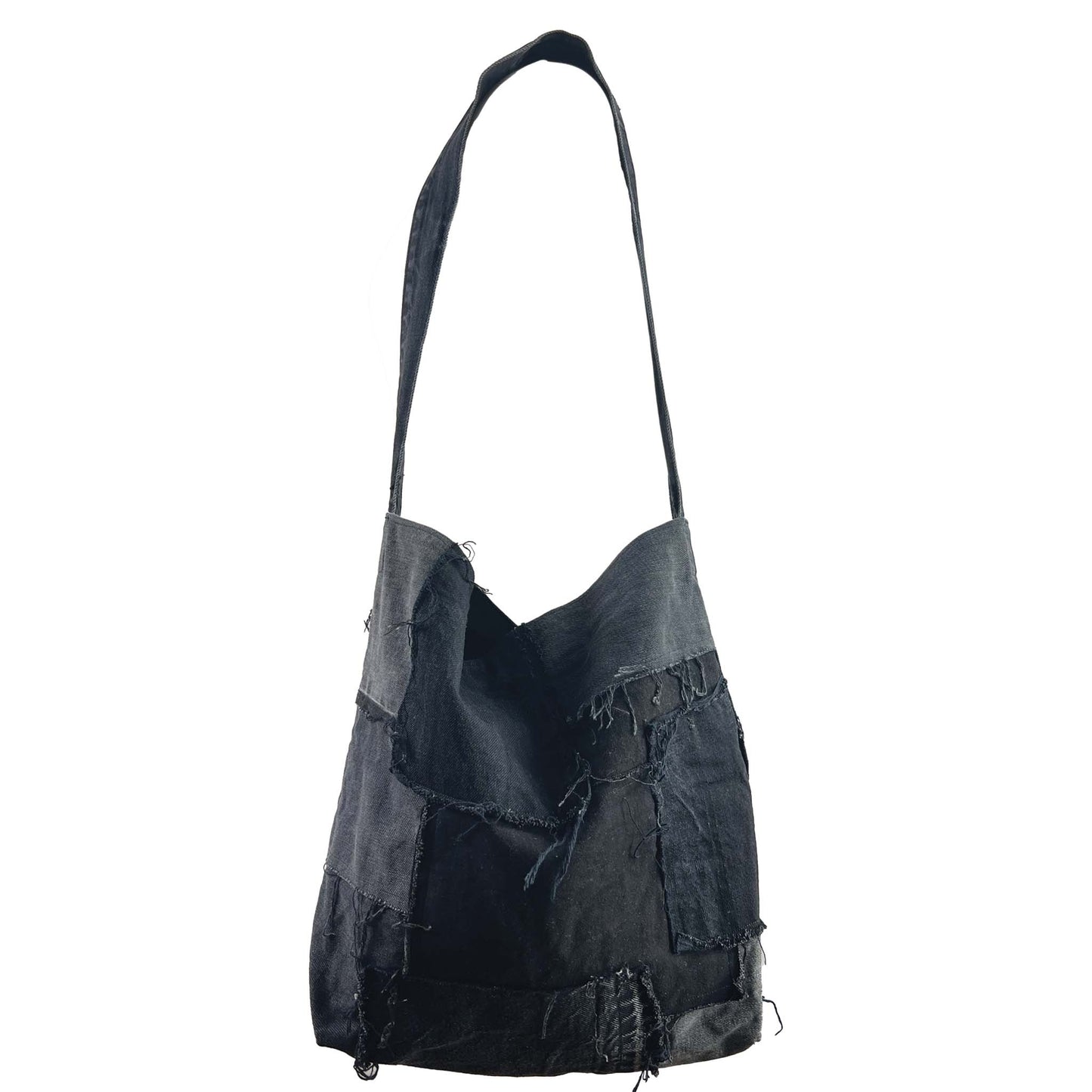 Slouch Patch Denim Bag Black