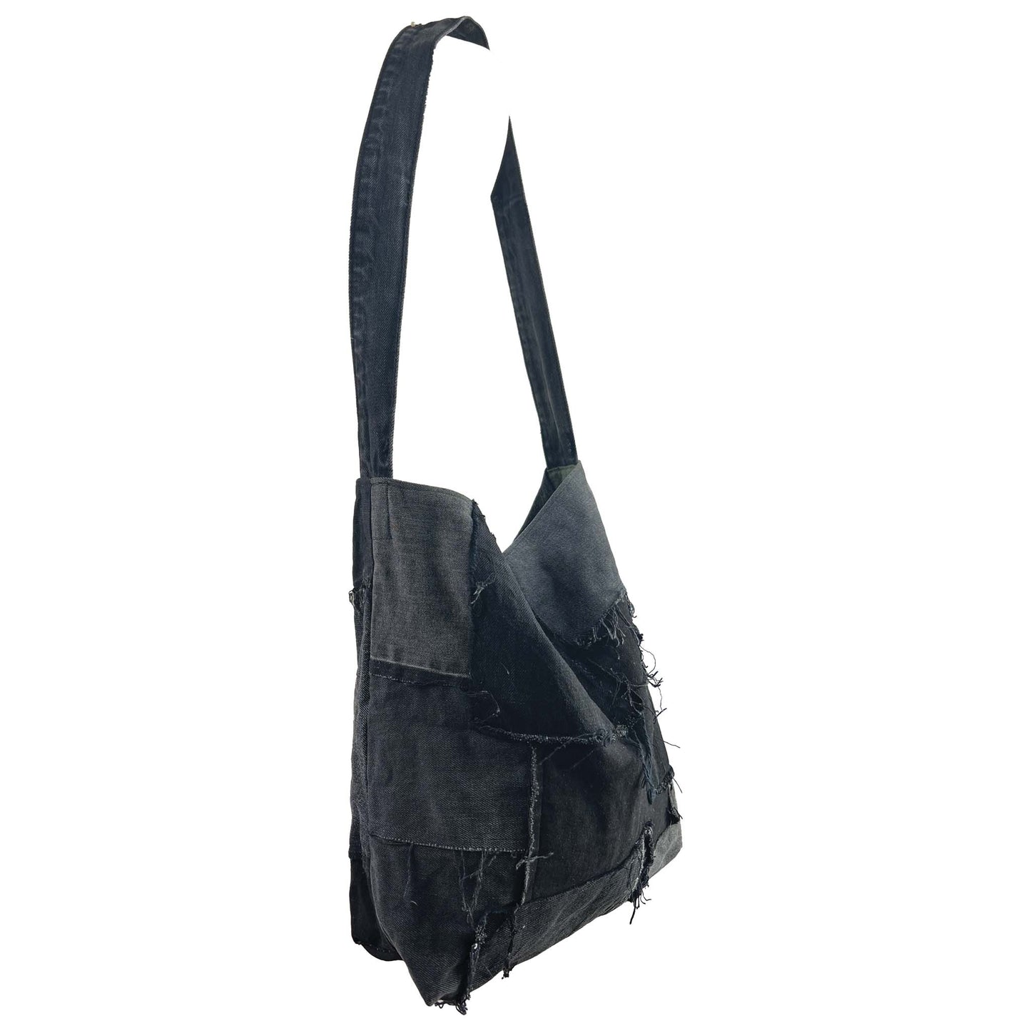 Slouch Patch Denim Bag Black