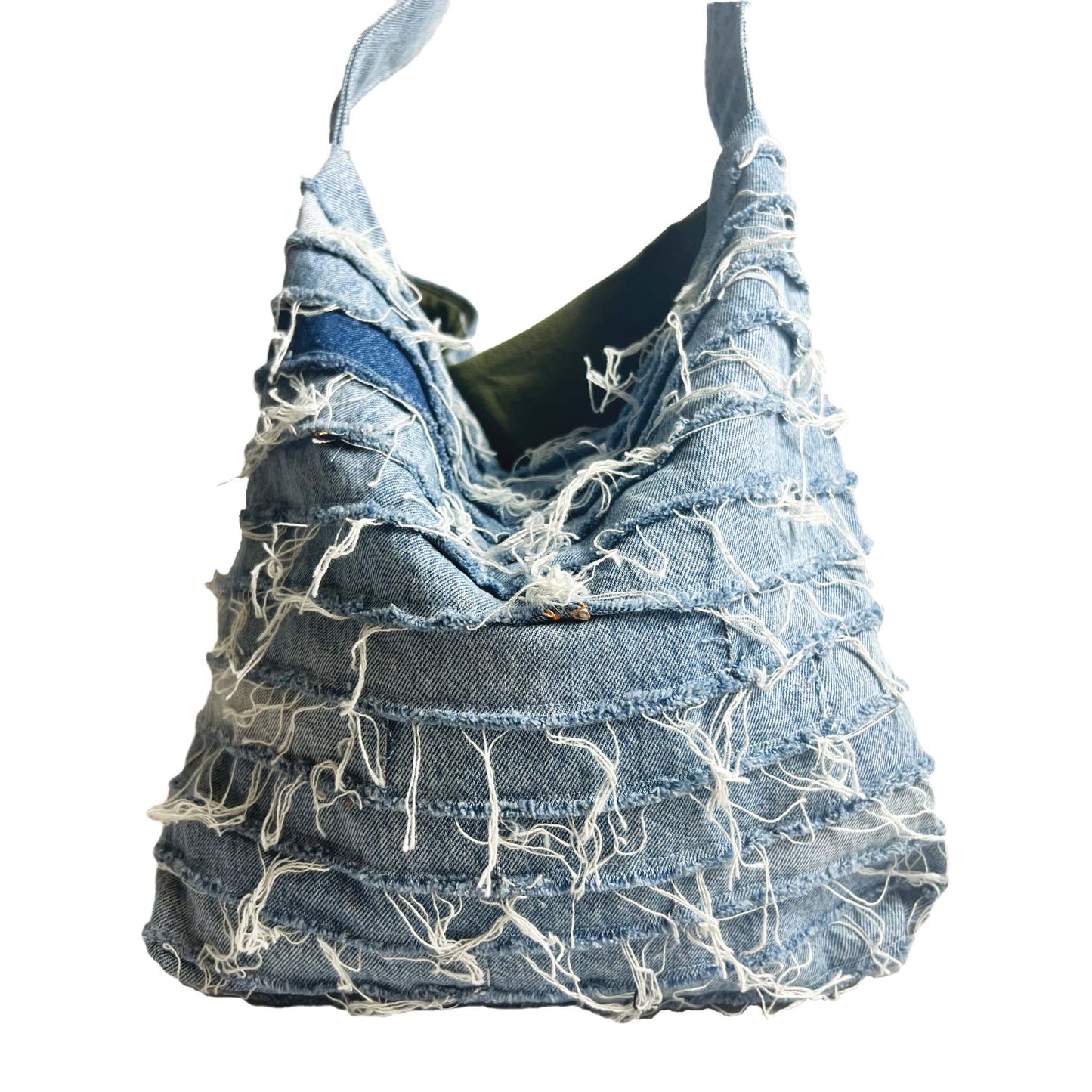 Reversible Slouch Denim Bag Light Blue/Moss Green