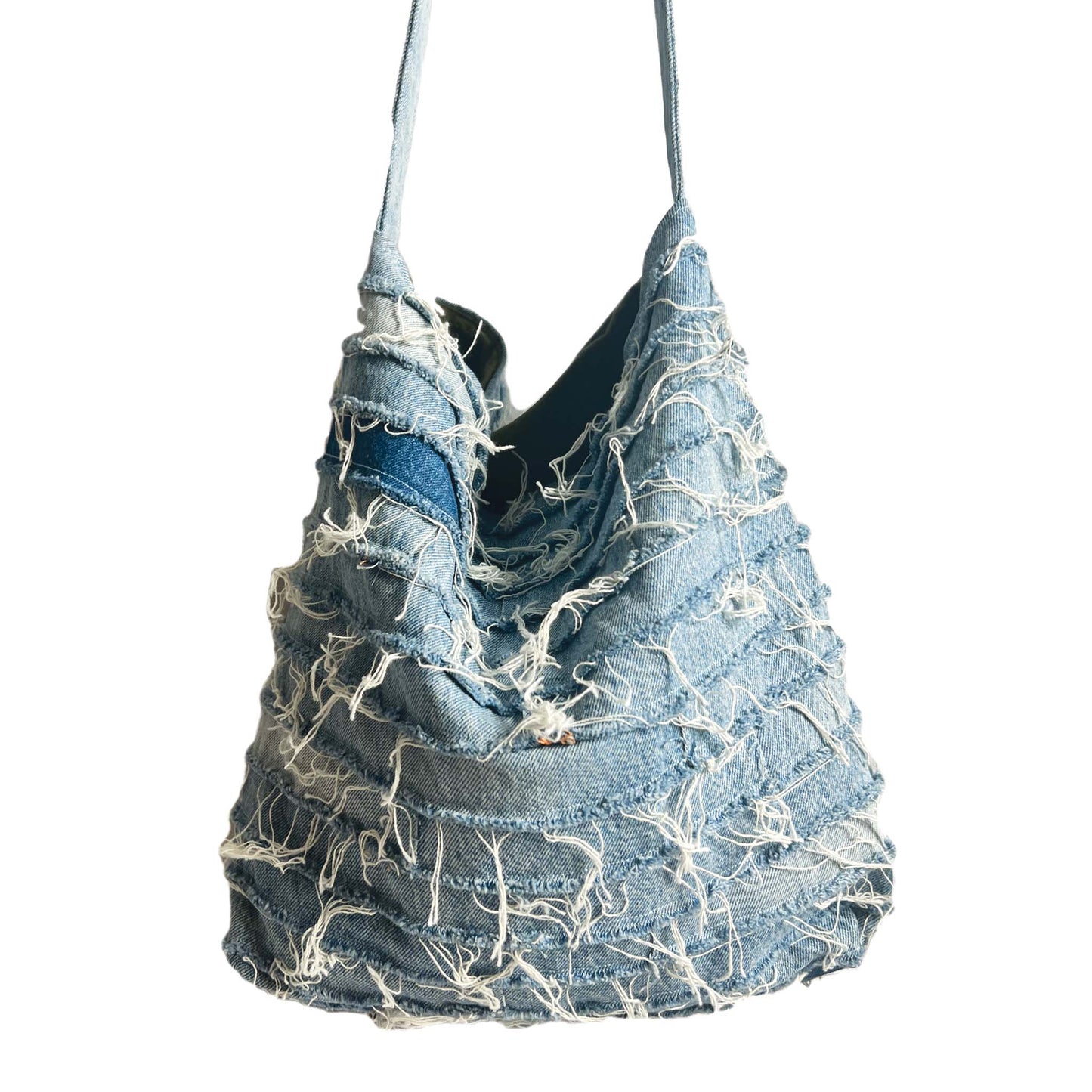 Reversible Slouch Denim Bag Light Blue/Moss Green