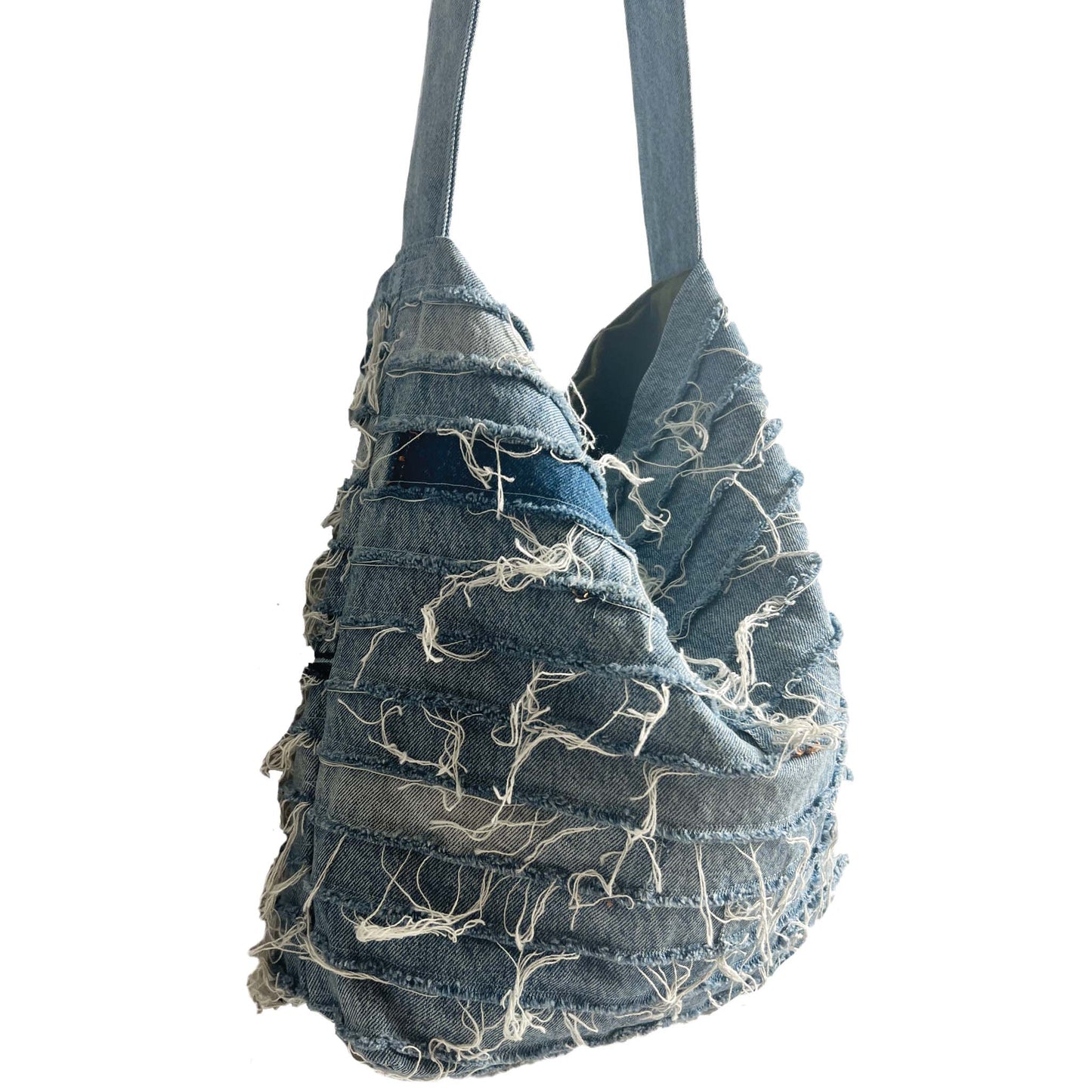 Reversible Slouch Denim Bag Light Blue/Moss Green