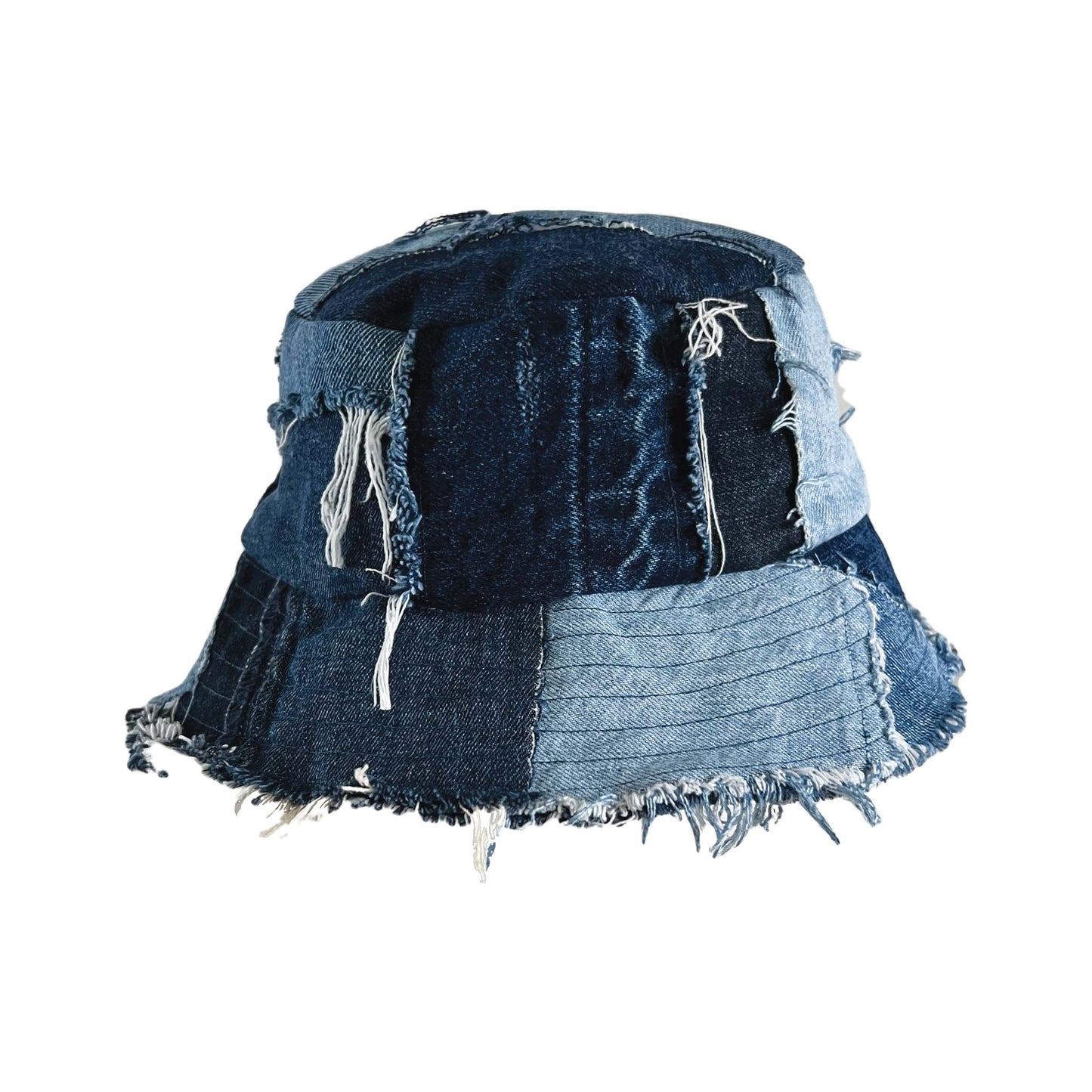 Patched Denim Bucket Hat Blue